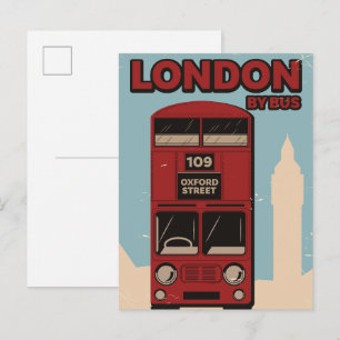 London mit Bus Einladungspostkarte