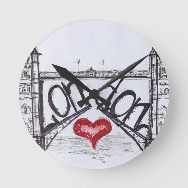 London mit Liebe Runde Wanduhr (Vorderseite)