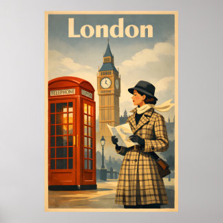 London Mornings – Vintage Retro Reiseplakat Poster