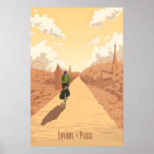 London nach Paris Fahrrad Reiseplakat Poster