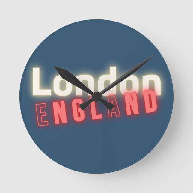 London Neon Lights Typografie Runde Wanduhr (Vorderseite)
