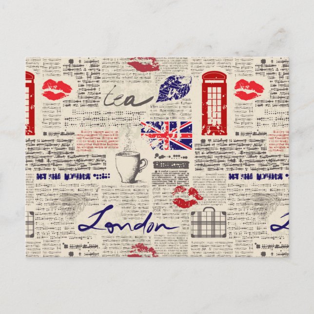 London Newspaper Pattern Postkarte (Vorderseite)