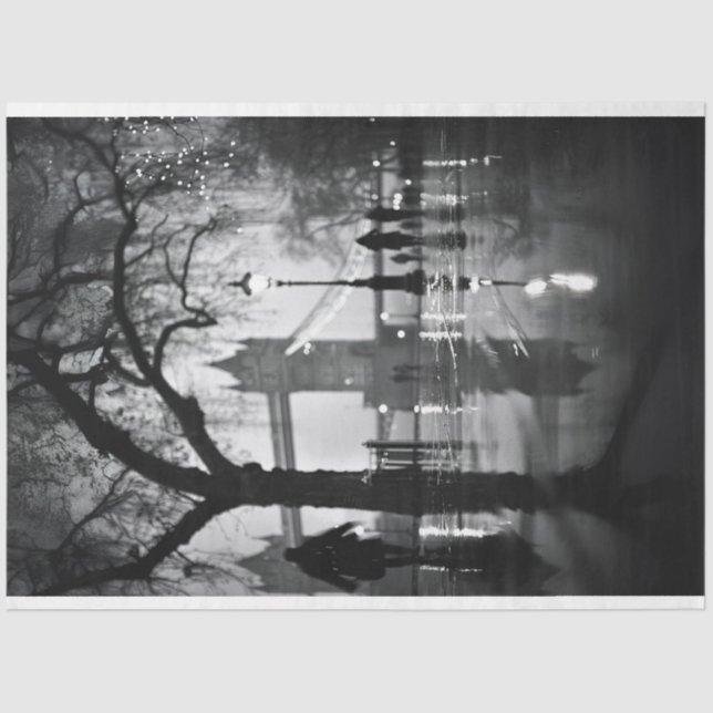 London Night Shot Street Schwarz-weiß Decoupage Seidenpapier (Vorderseite)