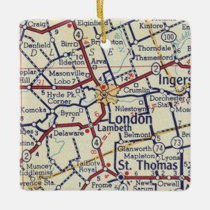 London Ontario Vintage Karte Keramikornament