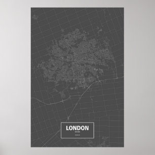 London, Ontario (weiß auf schwarz) Poster