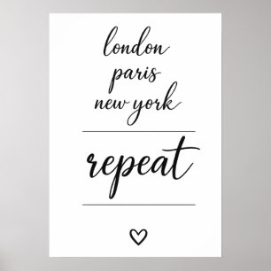 London Paris New York Repeat City Reise Poster