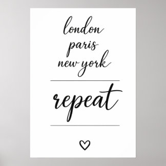 London Paris New York Repeat City Reise Poster