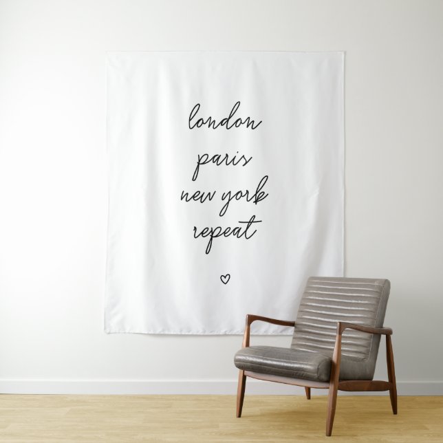 'London Paris New York Repeat' Wandteppich (Beispiel)