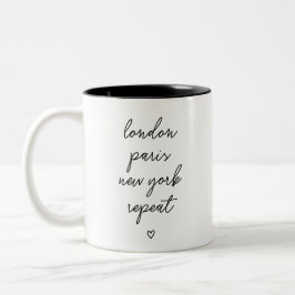 'London Paris New York Wiederholung' Zweifarbige Tasse