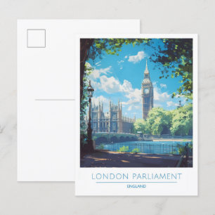 London Parlament England Vintage Reise Postkarte