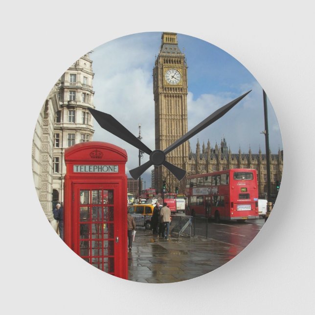London Phone Box & Big Ben (St.K. Runde Wanduhr (Vorderseite)