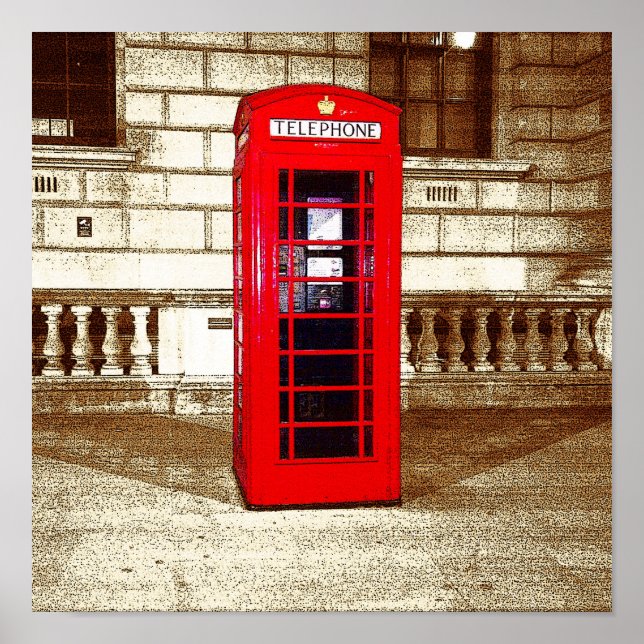 London Phone Box (Poster Edge Effect) Poster (Vorne)