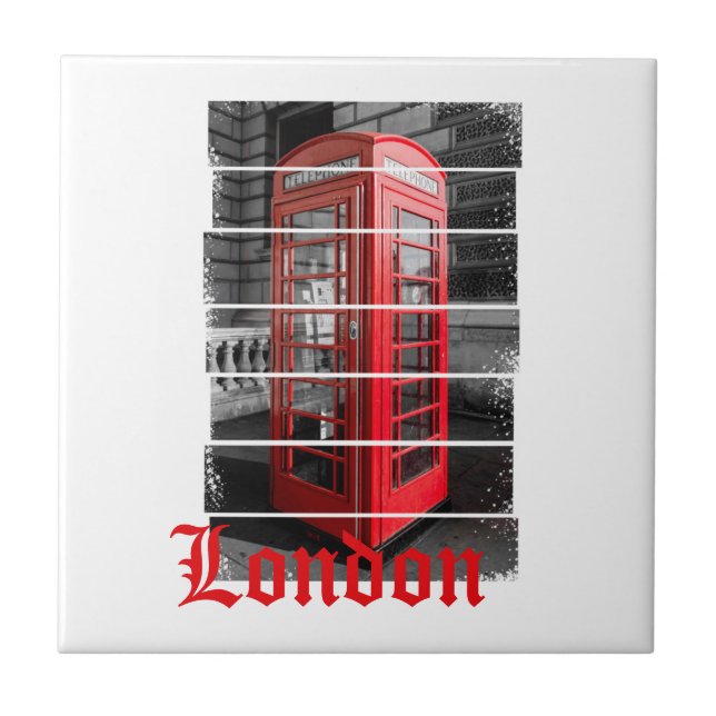 London Phone Box Vintag Souvenir Fliese (Vorderseite)