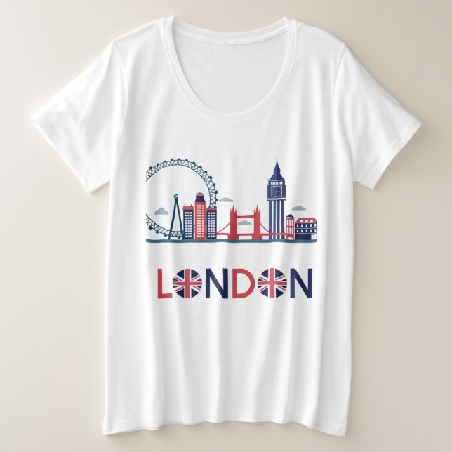 London Plus Größe Große Größe T-Shirt (Design vorne)