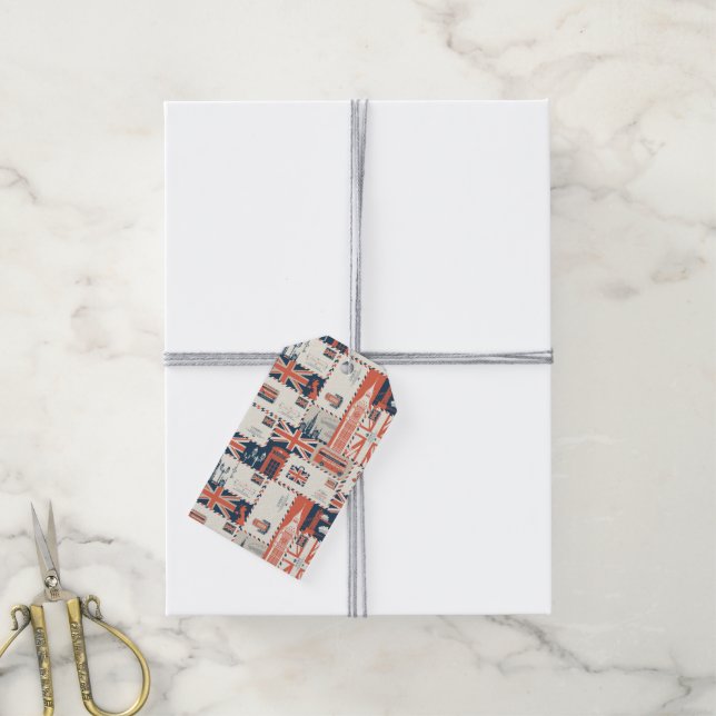 London Post-Geschenktasten Geschenkanhänger (Mit Garn)