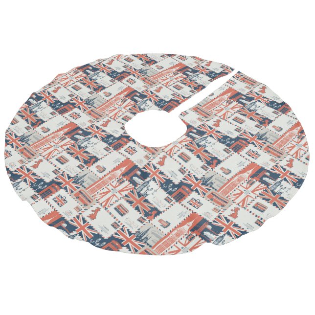 London Post Tree Skirt Leinenimitat Weihnachtsbaumdecke (Schrägansicht)