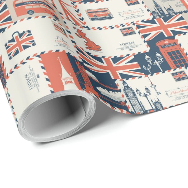 London Post Wrapping Paper Geschenkpapier (Rolleneckpunkt)