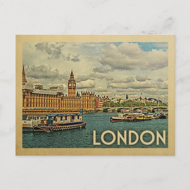 London Postcard England Vintage Travel Postkarte (Vorderseite)