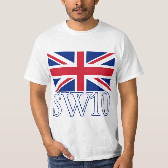London-Postleitzahl SW10 mit Gewerkschafts-Jack T-Shirt (Vorderseite)