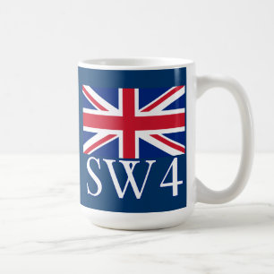 London-Postleitzahl SW4 mit Gewerkschafts-Jack Tasse