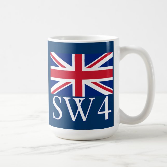 London-Postleitzahl SW4 mit Gewerkschafts-Jack Tasse (Rechts)