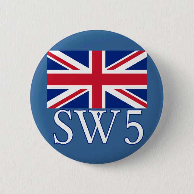 London-Postleitzahl SW5 mit Gewerkschafts-Jack Button (Vorderseite)