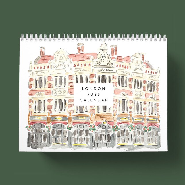 London Pubs Watercolor Kalender (London Pubs Watercolor Painted Wall Calendar)