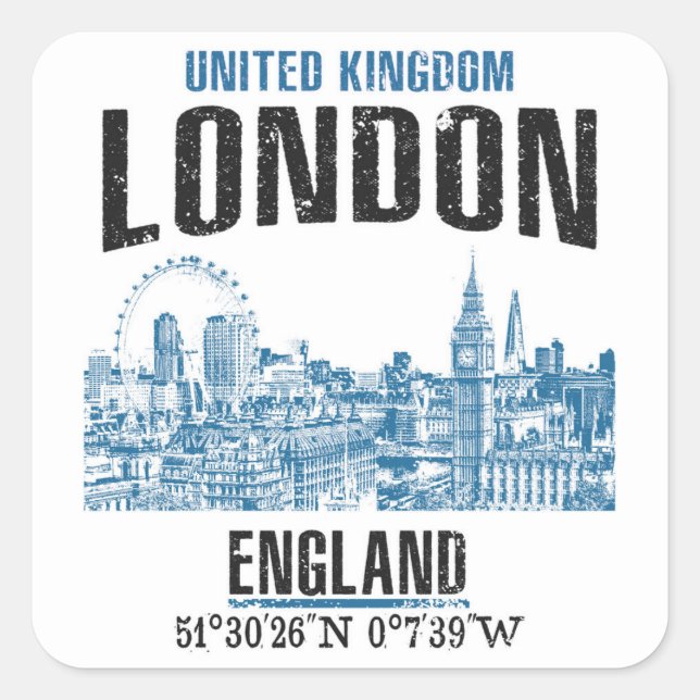 London Quadratischer Aufkleber (Vorderseite)