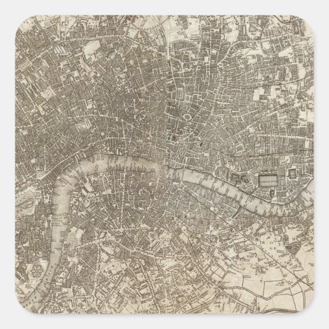 London Quadratischer Aufkleber (Vorderseite)