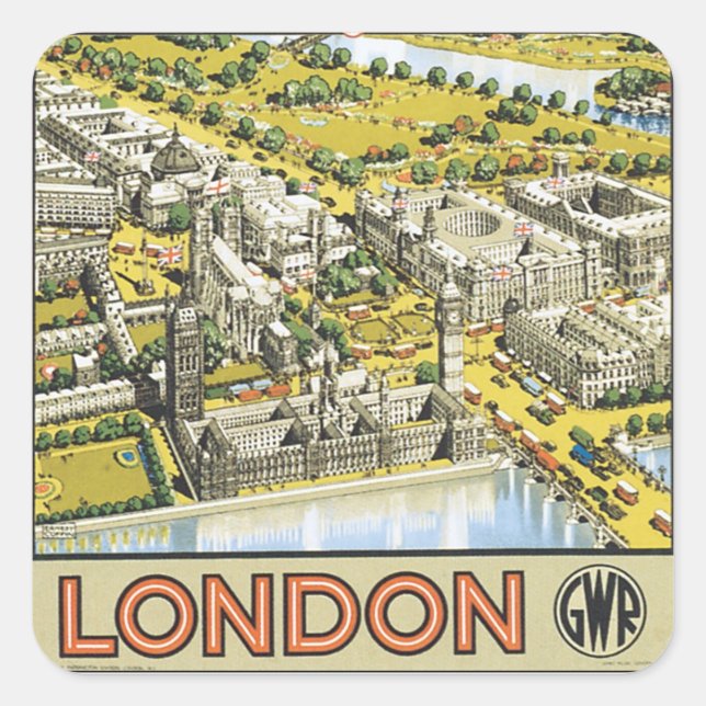 London Quadratischer Aufkleber (Vorderseite)