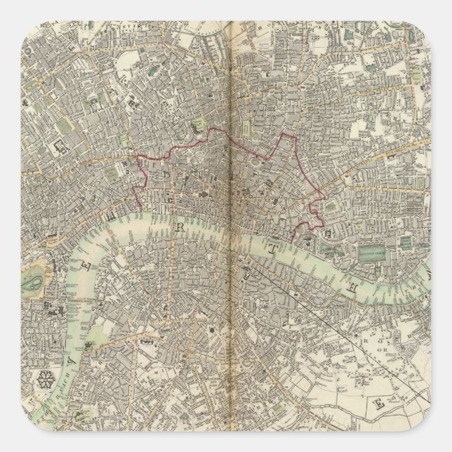 London Quadratischer Aufkleber (Vorderseite)
