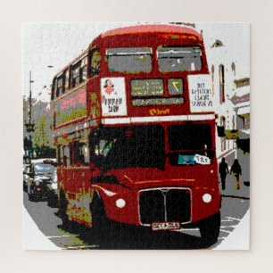 London Red Bus Art Travel Puzzle