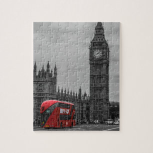 London Red Bus & Big Ben Art Travel Puzzle