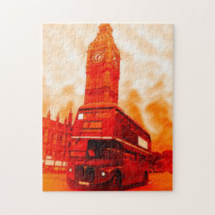 London Red Bus & Big Ben Art Travel Puzzle