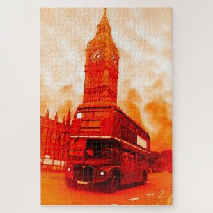 London Red Bus & Big Ben Art Travel Puzzle