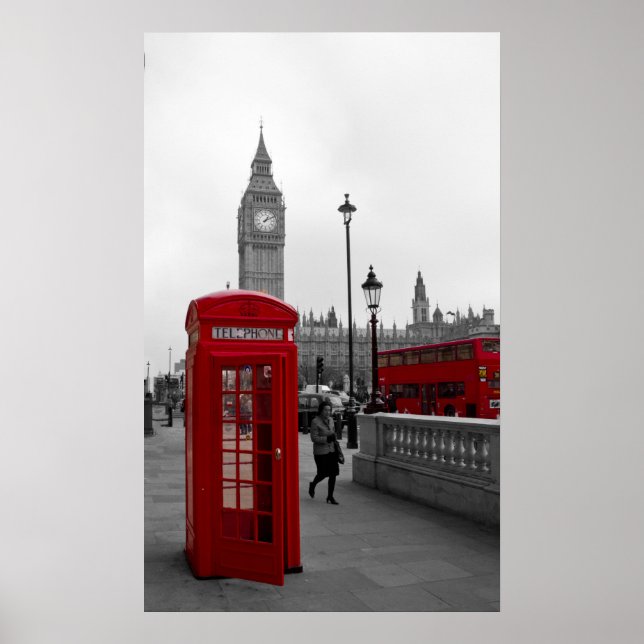 London Red Bus Big Ben Telefonbox Poster (Vorne)