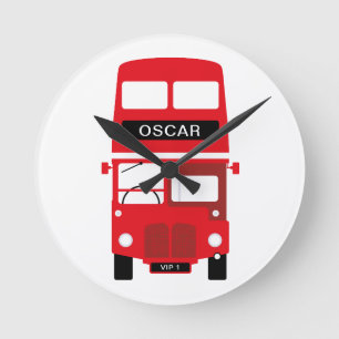 London Red Bus Personalised Clock Runde Wanduhr