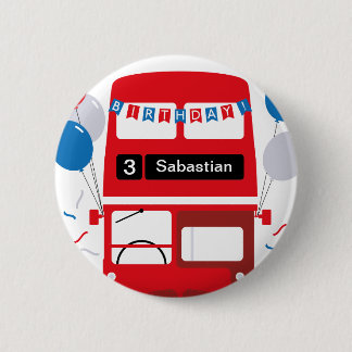 London Red Bus Personalisiert Party Poster Button