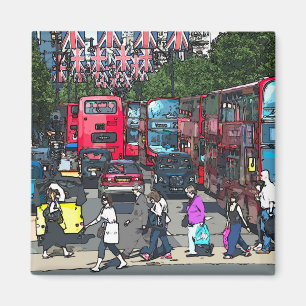 London Red Comic Cartoon Street England Magnet