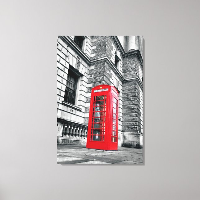 London Red Phone Box Wrapped Canvas Print Leinwanddruck (Vorderseite)