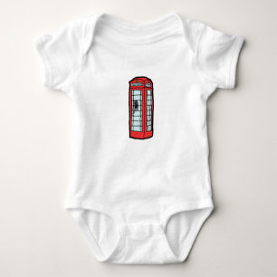 London Red Telefone Stand Iconic British Travel Baby Strampler