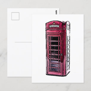 London Red Telefone Stand Iconic British Travel Postkarte