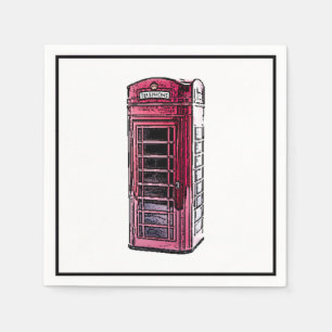 London Red Telefone Stand Iconic British Travel Serviette