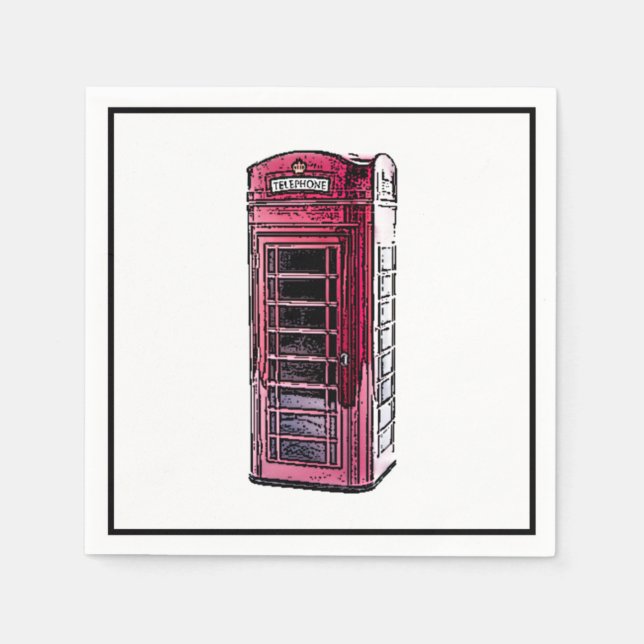 London Red Telefone Stand Iconic British Travel Serviette (Vorderseite)