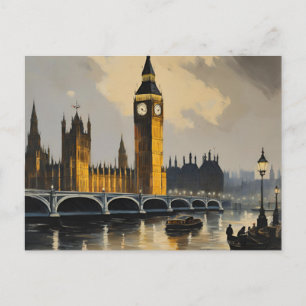 London Reise im Vintage-Stil Big Ben Parlament Postkarte