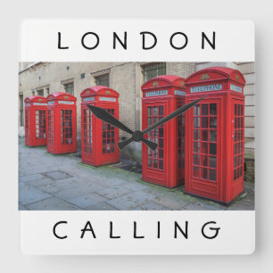 London Rote Telefonboxen Quadratwanduhr Quadratische Wanduhr