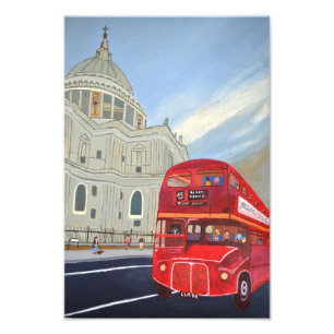 London Roter Bus und St Paul Kathedrale Druck