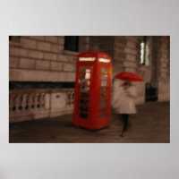 London - Roter Tag Rotes Telefon Box / Schirmplaka