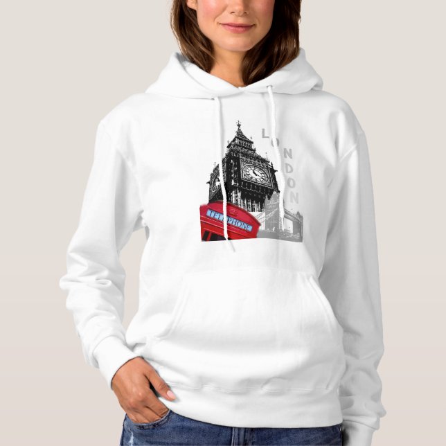 London Rotes Telefon Big ben Pop Art Hoodie (Vorderseite)