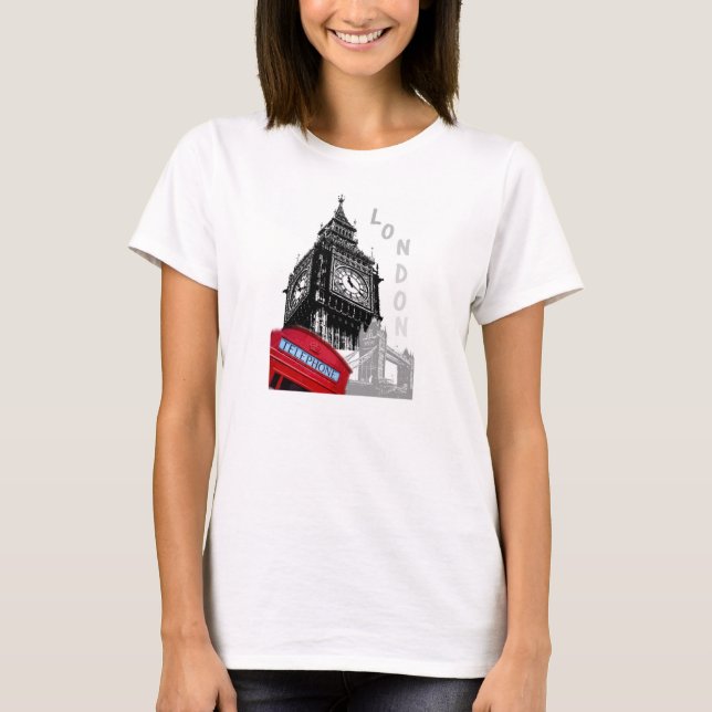 London Rotes Telefon Big ben Pop Art T-Shirt (Vorderseite)